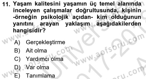 Bakım Elemanı Yetiştirme Ve Geliştirme 3 Dersi 2017 - 2018 Yılı (Vize) Ara Sınav Soruları 11. Soru