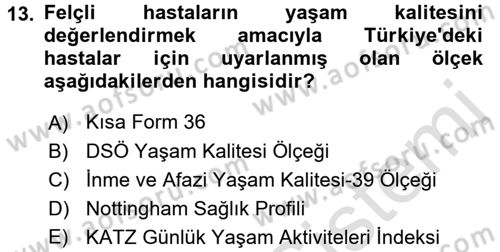 Bakım Elemanı Yetiştirme Ve Geliştirme 3 Dersi 2017 - 2018 Yılı (Vize) Ara Sınav Soruları 13. Soru