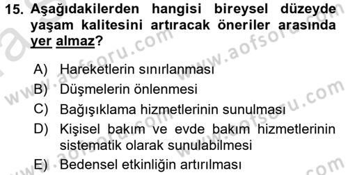 Bakım Elemanı Yetiştirme Ve Geliştirme 3 Dersi 2017 - 2018 Yılı (Vize) Ara Sınav Soruları 15. Soru