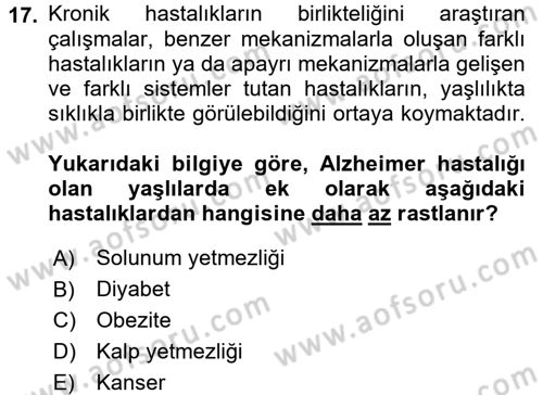Bakım Elemanı Yetiştirme Ve Geliştirme 3 Dersi 2017 - 2018 Yılı (Vize) Ara Sınav Soruları 17. Soru