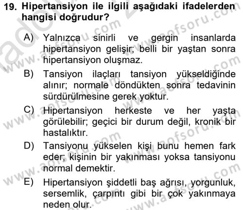 Bakım Elemanı Yetiştirme Ve Geliştirme 3 Dersi 2017 - 2018 Yılı (Vize) Ara Sınav Soruları 19. Soru