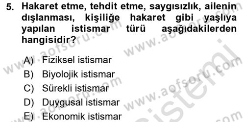 Bakım Elemanı Yetiştirme Ve Geliştirme 3 Dersi 2017 - 2018 Yılı (Vize) Ara Sınav Soruları 5. Soru