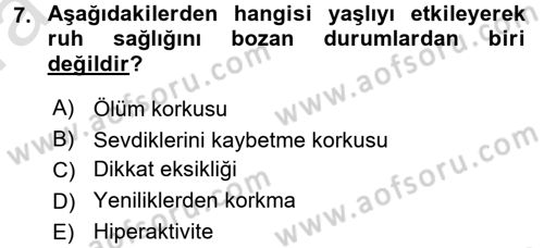 Bakım Elemanı Yetiştirme Ve Geliştirme 3 Dersi 2017 - 2018 Yılı (Vize) Ara Sınav Soruları 7. Soru