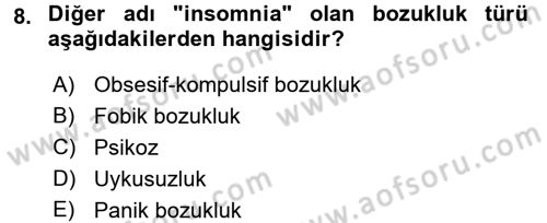 Bakım Elemanı Yetiştirme Ve Geliştirme 3 Dersi 2017 - 2018 Yılı (Vize) Ara Sınav Soruları 8. Soru