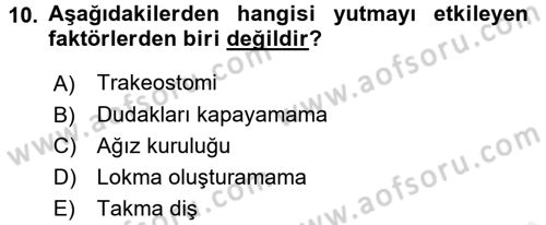 Bakım Elemanı Yetiştirme Ve Geliştirme 3 Dersi 2017 - 2018 Yılı (Final) Dönem Sonu Sınavı 10. Soru