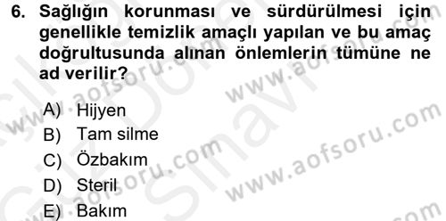 Bakım Elemanı Yetiştirme Ve Geliştirme 3 Dersi 2017 - 2018 Yılı (Final) Dönem Sonu Sınavı 6. Soru