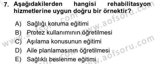 Bakım Elemanı Yetiştirme Ve Geliştirme 3 Dersi 2017 - 2018 Yılı (Final) Dönem Sonu Sınavı 7. Soru