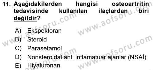 Evde Yaşlı Bakım Hizmetleri Dersi 2016 - 2017 Yılı 3 Ders Sınav Soruları 11. Soru