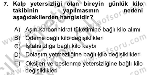 Evde Yaşlı Bakım Hizmetleri Dersi 2016 - 2017 Yılı 3 Ders Sınav Soruları 7. Soru