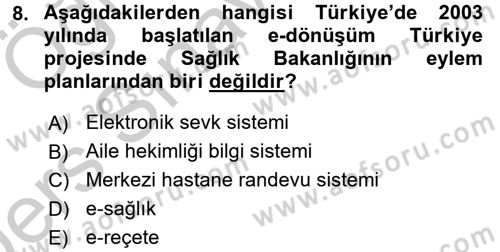 Evde Yaşlı Bakım Hizmetleri Dersi 2016 - 2017 Yılı 3 Ders Sınav Soruları 8. Soru
