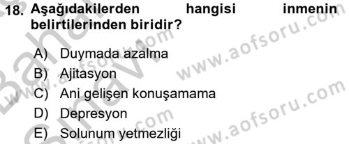 Evde Yaşlı Bakım Hizmetleri Dersi 2016 - 2017 Yılı (Vize) Ara Sınavı 18. Soru