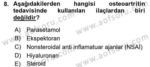 Evde Yaşlı Bakım Hizmetleri Dersi 2016 - 2017 Yılı (Final) Dönem Sonu Sınavı 8. Soru