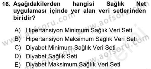 Evde Yaşlı Bakım Hizmetleri Dersi 2017 - 2018 Yılı 3 Ders Sınav Soruları 16. Soru