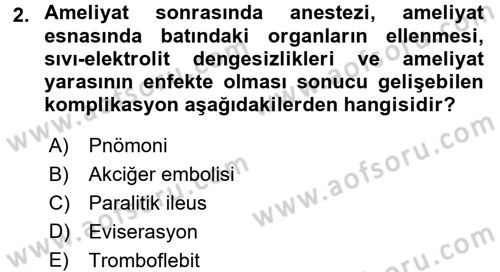 Evde Yaşlı Bakım Hizmetleri Dersi 2017 - 2018 Yılı 3 Ders Sınav Soruları 2. Soru