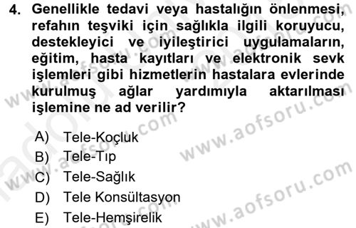 Evde Yaşlı Bakım Hizmetleri Dersi 2017 - 2018 Yılı 3 Ders Sınav Soruları 4. Soru