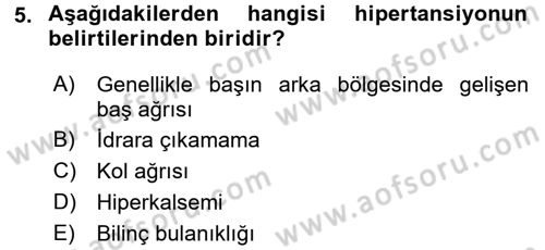Evde Yaşlı Bakım Hizmetleri Dersi 2017 - 2018 Yılı 3 Ders Sınav Soruları 5. Soru