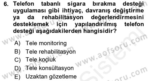 Evde Yaşlı Bakım Hizmetleri Dersi 2017 - 2018 Yılı 3 Ders Sınav Soruları 6. Soru