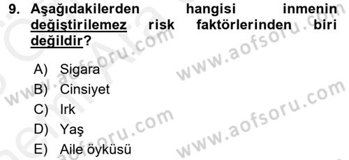 Evde Yaşlı Bakım Hizmetleri Dersi 2017 - 2018 Yılı (Vize) Ara Sınavı 9. Soru