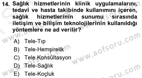 Evde Yaşlı Bakım Hizmetleri Dersi 2017 - 2018 Yılı (Final) Dönem Sonu Sınav Soruları 14. Soru
