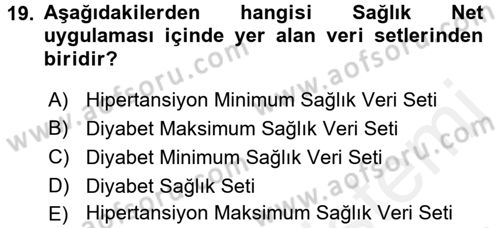 Evde Yaşlı Bakım Hizmetleri Dersi 2017 - 2018 Yılı (Final) Dönem Sonu Sınav Soruları 19. Soru