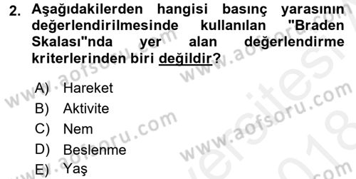 Evde Yaşlı Bakım Hizmetleri Dersi 2017 - 2018 Yılı (Final) Dönem Sonu Sınav Soruları 2. Soru