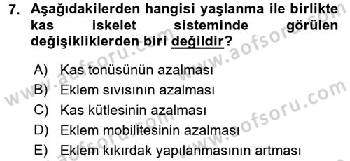 Evde Yaşlı Bakım Hizmetleri Dersi 2017 - 2018 Yılı (Final) Dönem Sonu Sınav Soruları 7. Soru