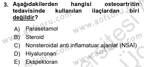 Evde Yaşlı Bakım Hizmetleri Dersi 2018 - 2019 Yılı 3 Ders Sınavı 3. Soru