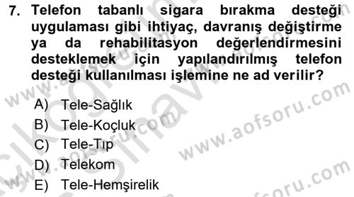 Evde Yaşlı Bakım Hizmetleri Dersi 2018 - 2019 Yılı 3 Ders Sınavı 7. Soru