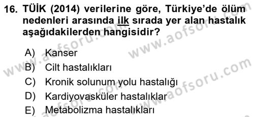 Evde Yaşlı Bakım Hizmetleri Dersi 2018 - 2019 Yılı (Vize) Ara Sınav Soruları 16. Soru