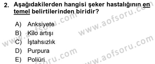 Evde Yaşlı Bakım Hizmetleri Dersi 2018 - 2019 Yılı (Vize) Ara Sınavı 2. Soru