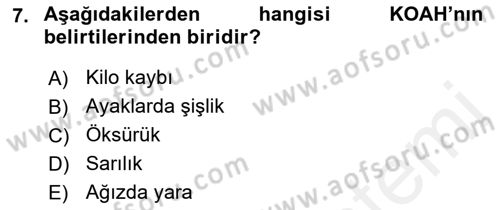 Evde Yaşlı Bakım Hizmetleri Dersi 2018 - 2019 Yılı (Vize) Ara Sınav Soruları 7. Soru