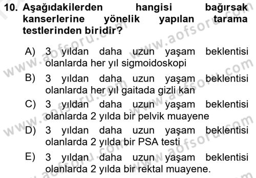 Evde Yaşlı Bakım Hizmetleri Dersi 2018 - 2019 Yılı (Final) Dönem Sonu Sınav Soruları 10. Soru