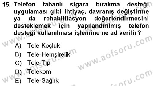 Evde Yaşlı Bakım Hizmetleri Dersi 2018 - 2019 Yılı (Final) Dönem Sonu Sınav Soruları 15. Soru
