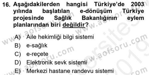 Evde Yaşlı Bakım Hizmetleri Dersi 2018 - 2019 Yılı (Final) Dönem Sonu Sınav Soruları 16. Soru