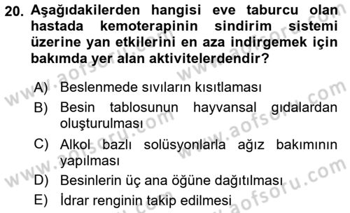 Evde Yaşlı Bakım Hizmetleri Dersi 2018 - 2019 Yılı (Final) Dönem Sonu Sınav Soruları 20. Soru