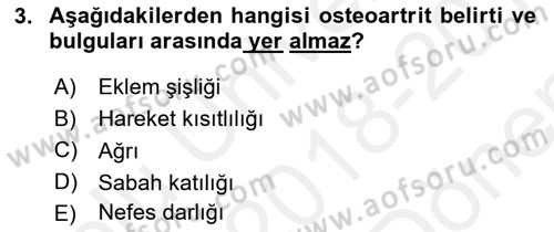 Evde Yaşlı Bakım Hizmetleri Dersi 2018 - 2019 Yılı (Final) Dönem Sonu Sınav Soruları 3. Soru
