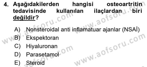 Evde Yaşlı Bakım Hizmetleri Dersi 2018 - 2019 Yılı (Final) Dönem Sonu Sınavı 4. Soru