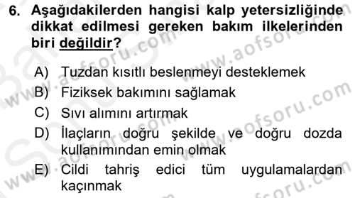 Evde Yaşlı Bakım Hizmetleri Dersi 2018 - 2019 Yılı (Final) Dönem Sonu Sınav Soruları 6. Soru