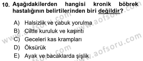 Evde Yaşlı Bakım Hizmetleri Dersi 2018 - 2019 Yılı Yaz Okulu Sınav Soruları 10. Soru