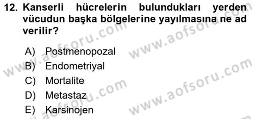 Evde Yaşlı Bakım Hizmetleri Dersi 2018 - 2019 Yılı Yaz Okulu Sınav Soruları 12. Soru
