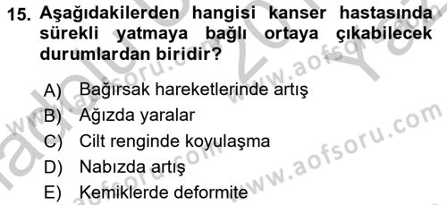 Evde Yaşlı Bakım Hizmetleri Dersi 2018 - 2019 Yılı Yaz Okulu Sınav Soruları 15. Soru
