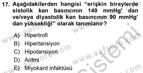 Evde Yaşlı Bakım Hizmetleri Dersi 2018 - 2019 Yılı Yaz Okulu Sınav Soruları 17. Soru