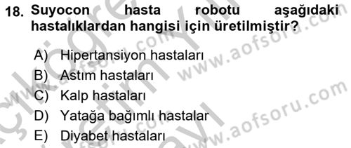 Evde Yaşlı Bakım Hizmetleri Dersi 2018 - 2019 Yılı Yaz Okulu Sınav Soruları 18. Soru