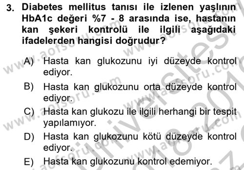 Evde Yaşlı Bakım Hizmetleri Dersi 2018 - 2019 Yılı Yaz Okulu Sınav Soruları 3. Soru