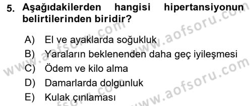 Evde Yaşlı Bakım Hizmetleri Dersi 2018 - 2019 Yılı Yaz Okulu Sınav Soruları 5. Soru