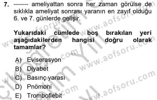 Evde Yaşlı Bakım Hizmetleri Dersi 2018 - 2019 Yılı Yaz Okulu Sınav Soruları 7. Soru
