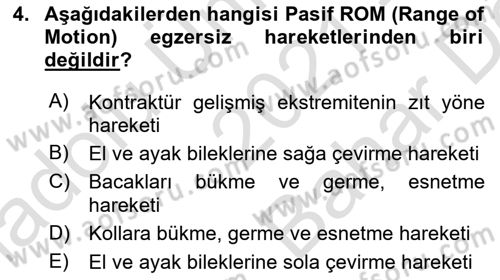 Evde Yaşlı Bakım Hizmetleri Dersi 2021 - 2022 Yılı (Vize) Ara Sınav Soruları 4. Soru