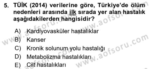 Evde Yaşlı Bakım Hizmetleri Dersi 2021 - 2022 Yılı (Vize) Ara Sınav Soruları 5. Soru