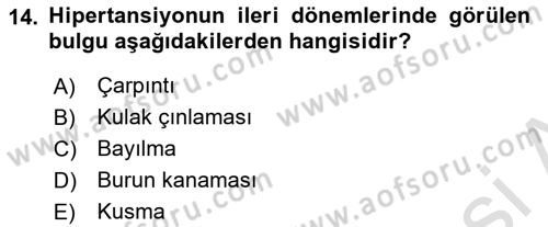 Evde Yaşlı Bakım Hizmetleri Dersi 2021 - 2022 Yılı (Final) Dönem Sonu Sınav Soruları 14. Soru