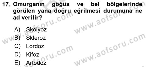 Evde Yaşlı Bakım Hizmetleri Dersi 2021 - 2022 Yılı (Final) Dönem Sonu Sınav Soruları 17. Soru
